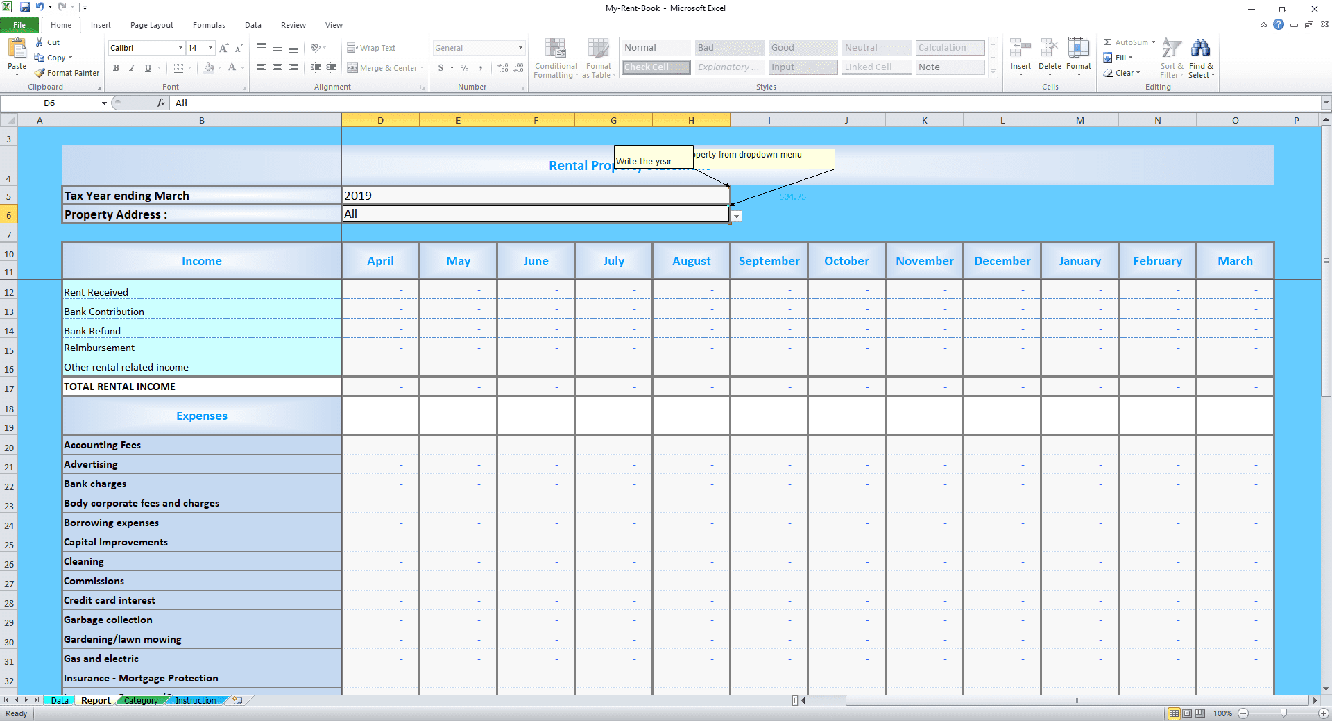 excel tax template